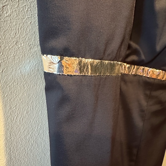 Chloe NWT New Black Asymmetrical One-Shoulder Cocktail Dress with Silver Trim - Picture 7 of 16